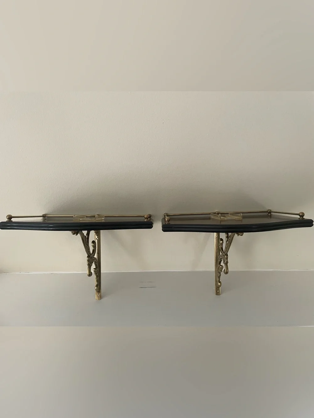 Vintage Upscale Mahogany & Brass Wall Sconces